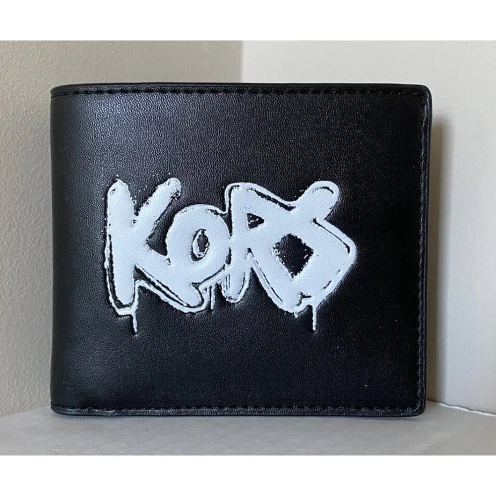 New Michael Kors Cooper Men's Billfold wallet Vegan Faux Leather Black / White